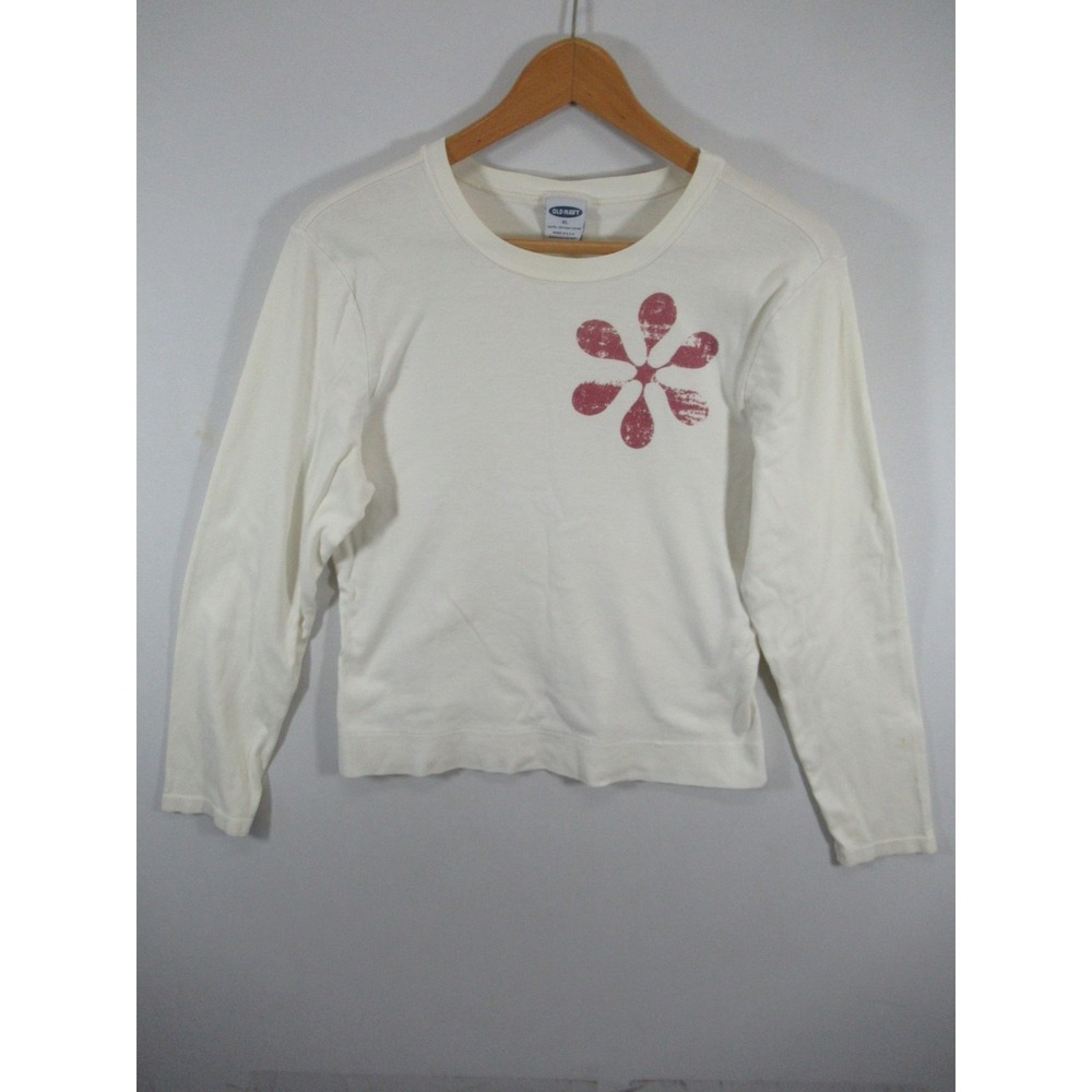 Vintage 90s Old Navy T-Shirt Women XL White Long Sleeve Cotton